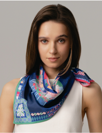 Картинка Шовкова хустина «Garden Navy»